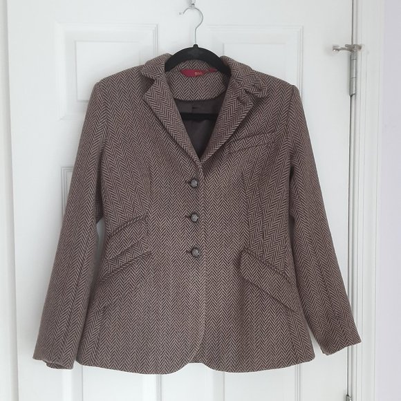 G.I.L.I. Jackets & Blazers - G.I.L.I. brown herringbone tweed jacket (8)
